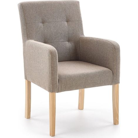 Sillón Houston 1056, Miel de roble + Beige, 92x60x62cm, Tapiz, Patas: Madera, 0