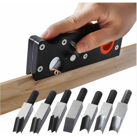 Rabot à chanfreiner à bois professionnel rabot à main à profondeur réglable multi-angle 7 types de têtes de coupe (1/4)