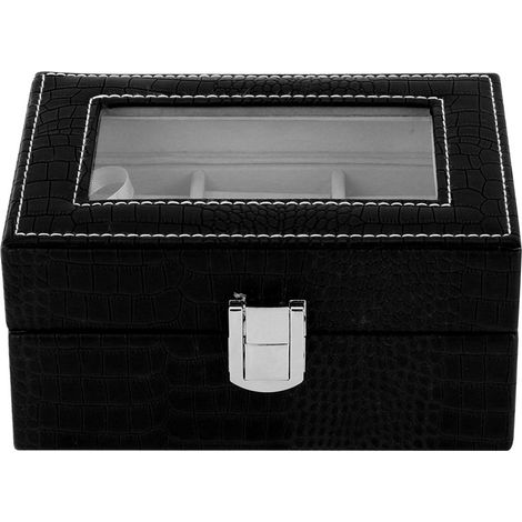 Coffret de rangement rétro portable pour bijoux, boîte à bagues et accessoires, organisateur de présentation (Noir)