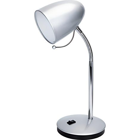 Lampe de table en métal argenté avec col flexible, culot E27 (ampoule non incluse) (1/3)
