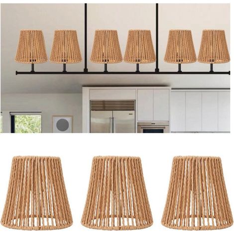 BelleRise - 3pcs Abat-jour tissés – Ø9/14cm – Style rétro – pour lustres, lampadaires, coiffeuses (1/5)