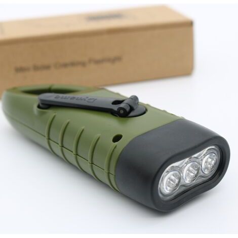 Wiederaufladbare Solartaschenlampe (1 Stück), Kurbeltaschenlampe mit LED-Notlichtgenerator (1/4)