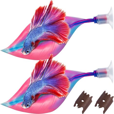Lot de 2 hamacs en forme de feuille pour betta, pour un repos pratique, poisson betta, rose