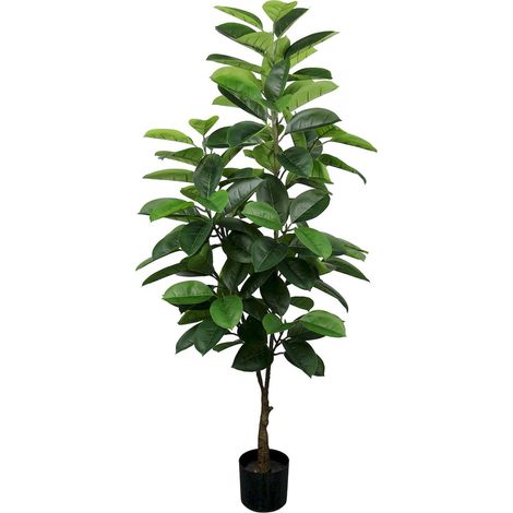 plante ficus artificielle bicolore feuillage réaliste rincon floral - vert feuillage naturel et marron tige (1/5)