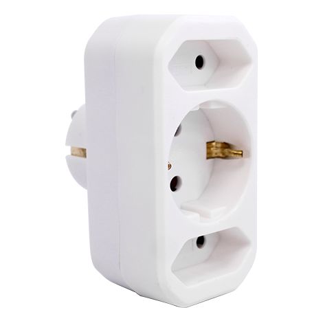 ORION91 Pack x 3 unidades- Ladrón de Enchufe Triple, 2 Tomas Europlug, 1 Schuko