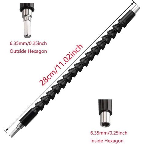 Foret à angle droit et kit d'extension d'angle flexible, Renvoi d'Angle Visseuse Coudée à Angle Droit 105 Degrés Tige Hexagonale 1/4" pour Perceuse (1/4)