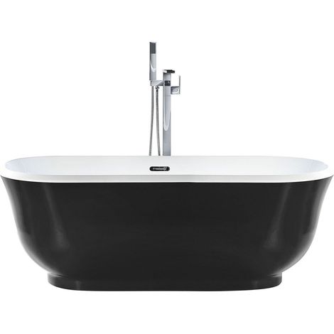 Vasca da Bagno Freestanding Acrilico Sanitario Nero Ovale 170 x 77 cm Tesoro (1/5)