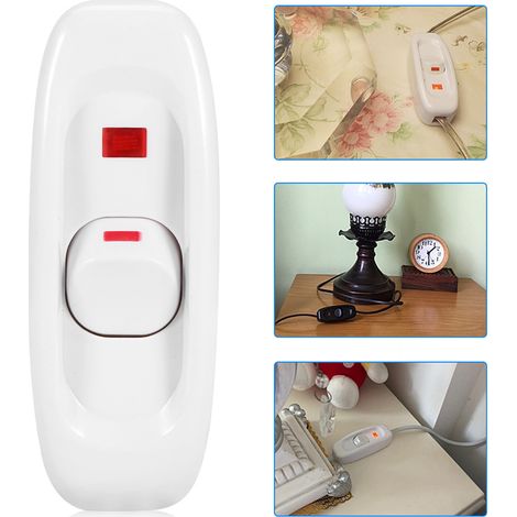 Interrupteur marche/arrêt en ligne 250 V CA 10 A pour lampe de table/bureau avec voyant LED blanc (1/5)