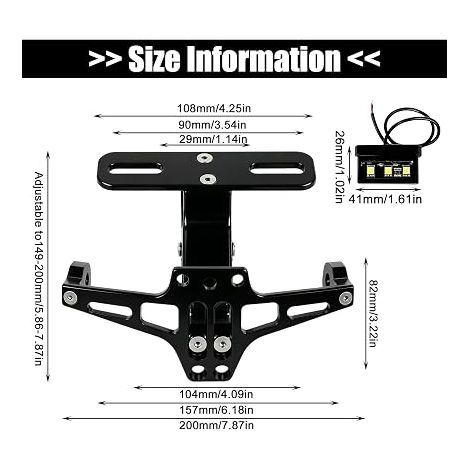 Adjustable Motorcycle License Plate Holder License Light License Plate Frame Universal Models (1/4)