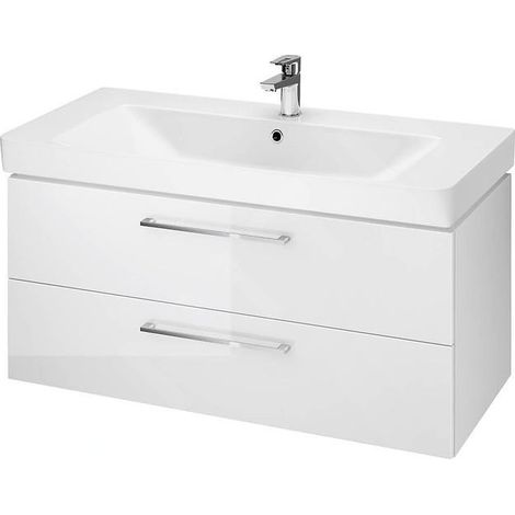 Cersanit Lara - Meuble avec lavabo, 46x99x45 cm, 2 tiroirs, blanc S801-330-DSM (1/2)