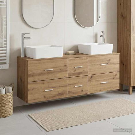 vidaXL Bathroom Cabinet Set 3 pcs Artisan Oak 136 x 35 x 80 cm (1/5)