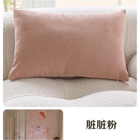 Housse de coussin en chenille, 45 x 45 cm, uni rose poudré – pour canapé, fauteuil ou lit – housse amovible lavable, douce et moelleuse