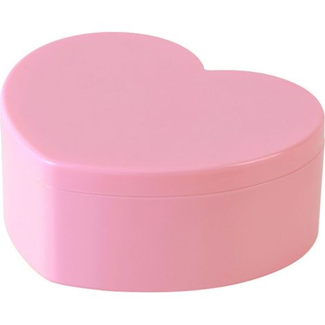 Scatola portagioie a forma di cuore, in plastica con 2 scomparti, piccola custodia organizer per compleanni, matrimoni, San Valentino, rosa (1/4)