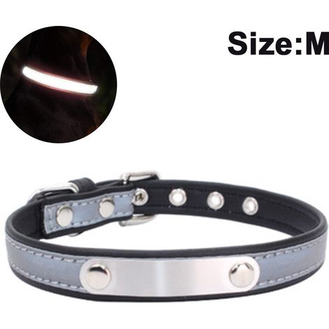 1 Collier pour chien, en microfibre et cuir, avec plaque gravée, anneau D, pour petite moyenne grande taille (1/5)