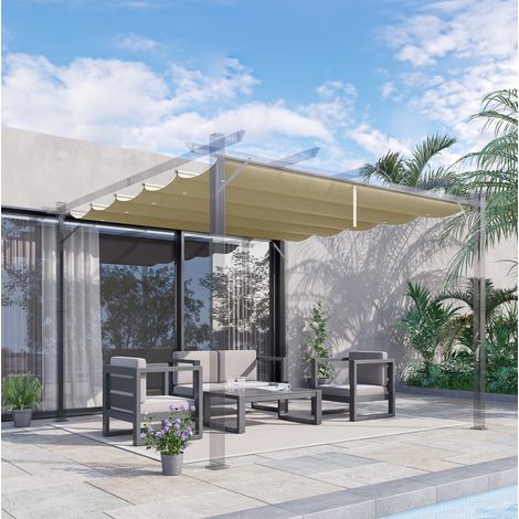 Toile de toit de pergola 250 x 255 cm en polyester beige DESVIAE (1/5)