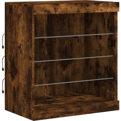 Aparador cómoda cómoda armario mueble organizador cocina salón salón con luces LED 60,5 x 37 x 67 cm marrón 020029889