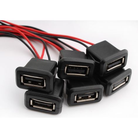 connettori USB di tipo A da saldare, connettore USB di tipo A per montaggio a pannello, cavo con connettore USB A femmina a 2 fili con anello a scatto (1/5)