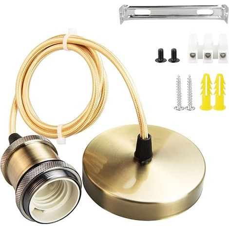 100cm fil réglable douille E27 câble Vintage douille couleur laiton Imperméable IP44 installer abat - jour (1/5)
