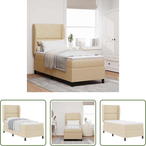 Matelas - Lit à ressorts avec matelas Crème 80 x 200 cm tissu (1/5)