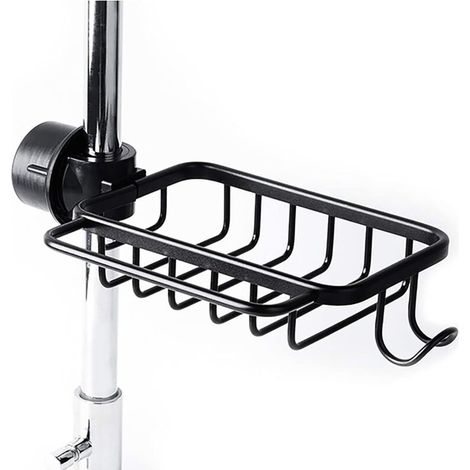 Porte-Éponge De Robinet Avec Crochet, Panier En Aluminium, Support De Rangement Pour L'Évier De Cuisine, Support De Douche, ÉtagèRe Pour Savon Ou Shampoing (Noir-Améliorée) (1/5)
