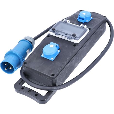 Multiprise Mobile 7,2 KW, 2 Prises CEE 230 V/16 A 2 m H07RN-F 3G6 Câble 2 x commutateur combiné FI/LS 2 Broches C16A 30mA 10KA Type A Noir 63261 (1/3)