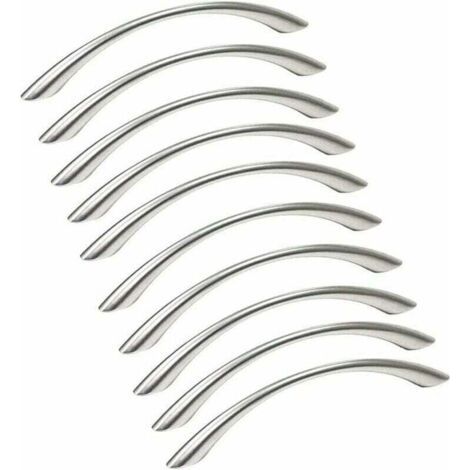 10er Set Möbelgriffe Edelstahl Küchenmöbelgriffe - Türgriff Nickel gebürstet Küchengriff aus Edelstahl Achsabstand 128mm Silber