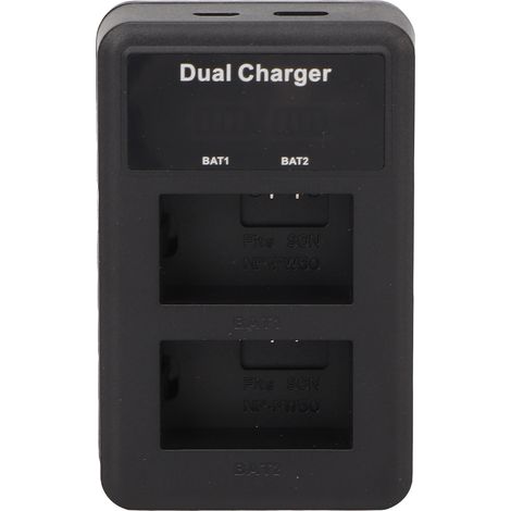 Chargeur de batterie double USB pour NP FW50 compatible avec les appareils photo A6000, A6400, A7m2, A7r2, S2, A6300, A6100, A5100 et Zve10 avec écran LCD (5 V). (1/5)