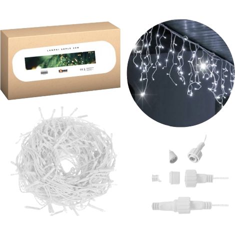 Luces navideñas, Nochebuena, carámbanos navideños, cable de 20 m, color frío (1/3)