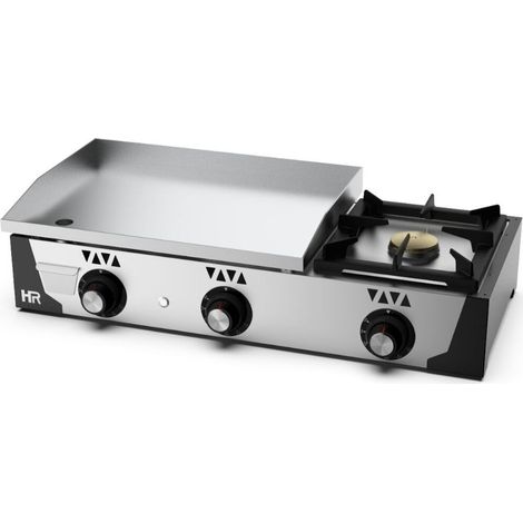 Plancha gaz 15 mm - Revêtement chrome + réchaud - L 930 mm - HR Fainca