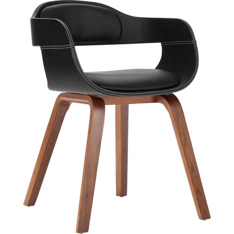 Chaise de salle à manger Noir Bois courbé et similicuir (1/5)