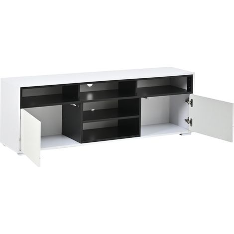 Mobile TV LED 150 x 35 x 50 cm in truciolare lucido bianco nero (1/5)