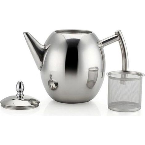 Théière - Théière avec filtre - argent - acier inoxydable - 1500 ml - Cafetière avec filtre - Théières pour hôtels, restaurants et