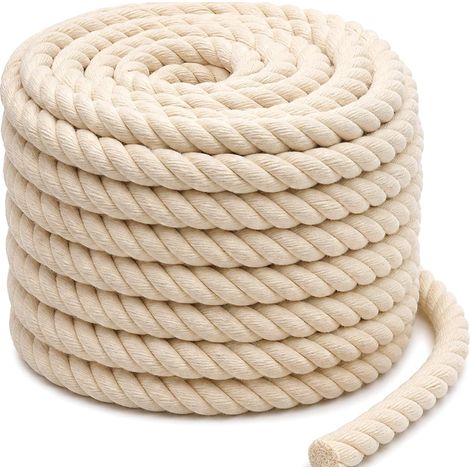 Cordón de algodón de 1 cm x 6 m, color beige, cuerda decorativa de macramé para bricolaje, decoración, manualidades, jardinería y envoltura de regalos. (1/5)