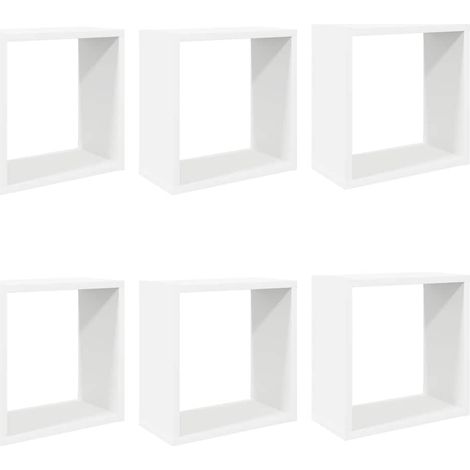 vidaXL Estantes cubo de pared 6 unidades blanco 30x15x30 cm (1/2)
