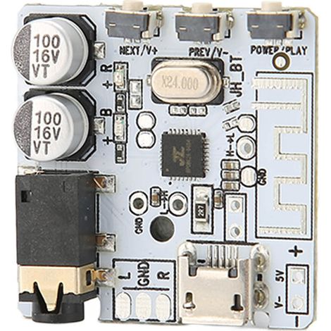 Module récepteur audio Bluetooth 5.0, amplificateur de musique stéréo sans fil pour lecteur MP3 (blanc) (1/5)