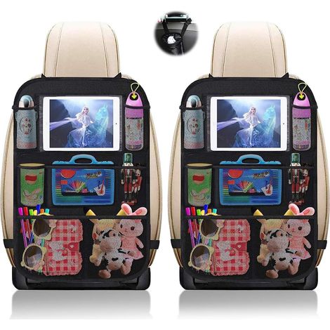 Organisateur de Voiture, 2Pcs Protège-Siège Arrière Enfants Kick Mats, Protection Auto Imperméable, Support Tablette Transparent, Rangement Multi-Poches (1/5)
