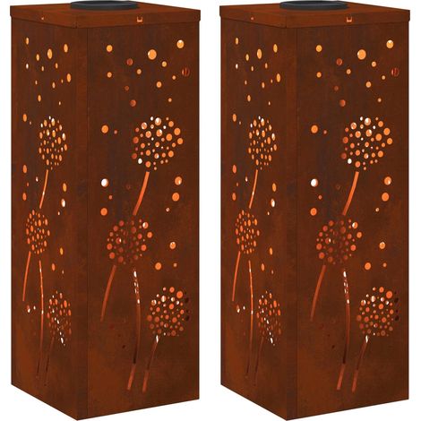 Set di 2 lampade da terra per esterni a LED solari dal design moderno 18 x 18 x 50 cm in acciaio ruggine 020052586
