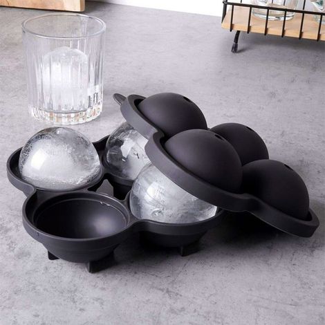 Ice Tray Round Ball Cube Silicone Mould X 4 Whisky Cocktail Freezer Drink (1/5)
