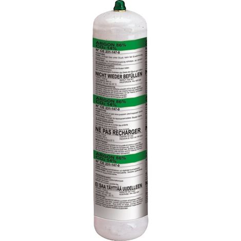 Telwin – Bouteille de gaz Argon/CO2 1L jetable – Mélange 86% Ar / 14% CO2 – Pression 60 bars pour soudage MIG-MAG – Format compact 300x70mm