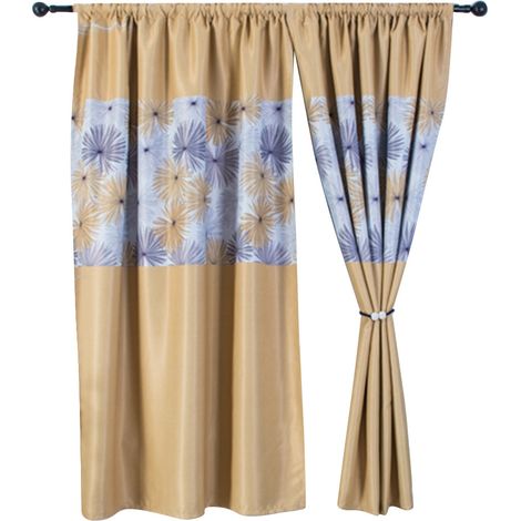 Rideaux décoratifs en polyester à motif chrysanthème pour salon et chambre, jaune (1/5)