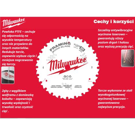 MILWAUKEE PIŁA TARCZOWA 190x30x1,6x24z DREWNO - SZYBKIE CIĘCIE CSB P W  4932498976