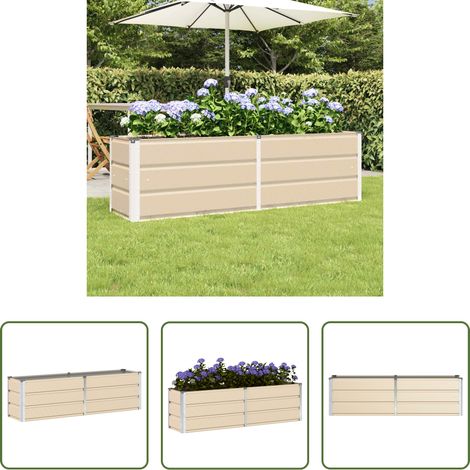 Terrassenkübel - Pflanzkübel Elfenbein 160 x 40 x 45 cm Stahl (1/5)