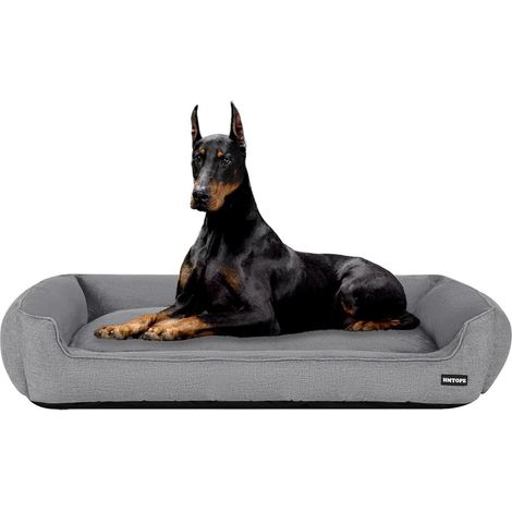 Hundebett Hundesofa abnehmbar waschbar L 120 x B 90 x H 30 cm Hellgrau (1/5)
