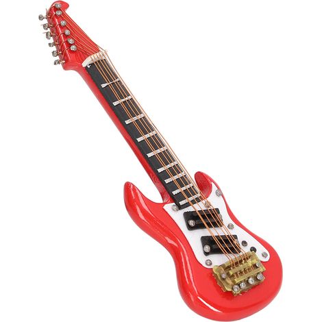 Aimant de réfrigérateur miniature en forme de guitare électrique, en résine rouge, finition exquise. (1/5)