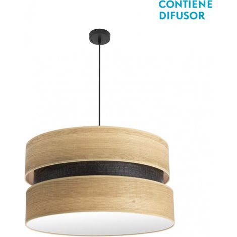 Suspension Colet 3xe27 noir/bois clair regx60x60 cm