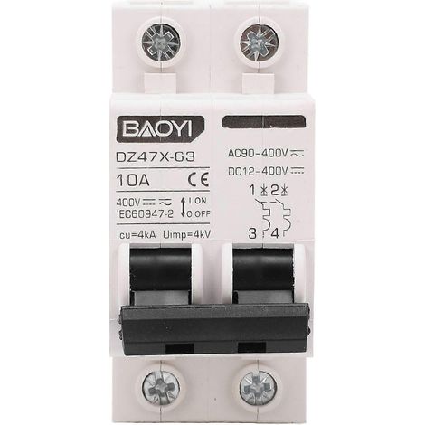 Disjoncteur différentiel bipolaire 10 A 400 V AC/DC pour systèmes solaires domestiques