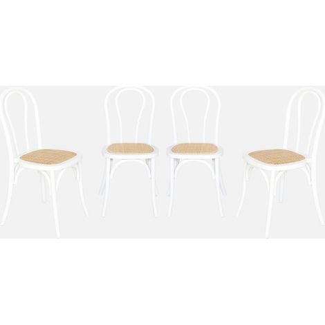 Set 4 sedie vintage in legno e rattan (1/5)