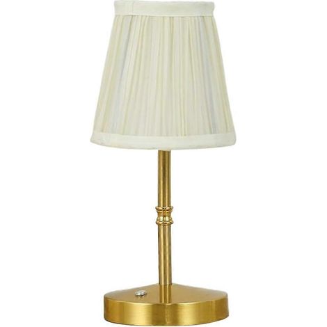 Lampe de table LED rechargeable sans fil avec abat-jour en tissu et corps en métal, commande tactile, veilleuse, décoration pour la maison ou le bureau (1/5)