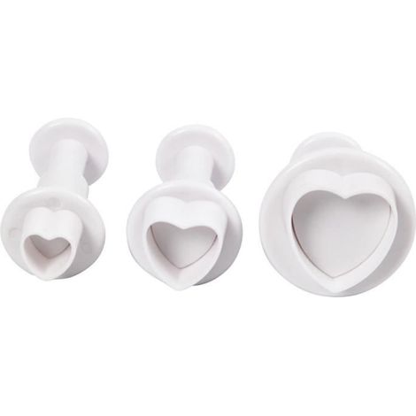 Emporte-pièces à poussoir - Coeur - 3 pcs - Plastique - Compatible lave-vaisselle
