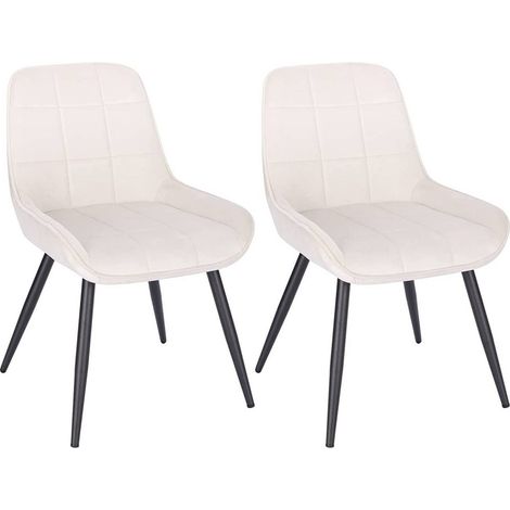 WOLTU Esszimmerstühle 2er Set, Polsterstuhl Samt, Küchenstuhl gepolstert, Akzentstuhl für Wohnzimmer Schlafzimmer Küche, ergonomischer Stuhl mit Rückenlehne, Cremeweiß (1/5)